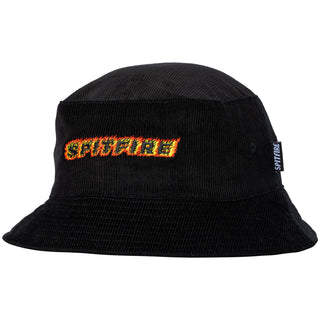 Spitfire Wheels Hat Flame Script Bucket Black