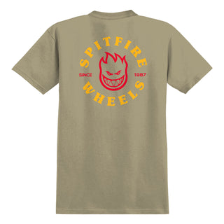 Spitfire Skateboard Wheels Shirt Bighead Classic Pocket Sand/Gold/Red