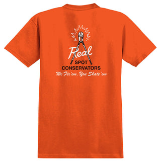 Real Skateboards Shirt Spot Conservators Orange/White/Black