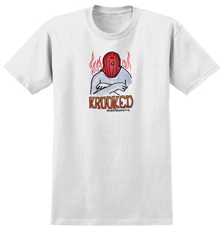 Krooked Skateboards Shirt Fire Mask White