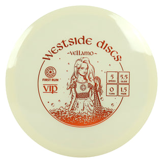 Westside Disc Golf First Run VIP Vellamo Midrange Disc 5/5.5/0/1.5 White/Orange 175 grams