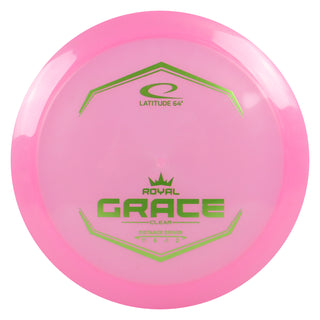 Latitude 64 Disc Golf Royal Clear Grace Distance Driver 11/6/-1/2 Pink/Olive 171 grams