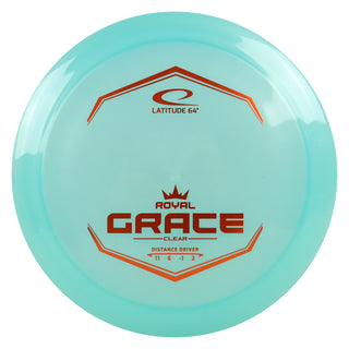 Latitude 64 Disc Golf Royal Clear Grace Distance Driver 11/6/-1/2 Light Blue/Orange 173 grams