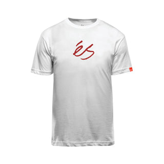 Es Skateboard Mid Script Tech Tee White Size L