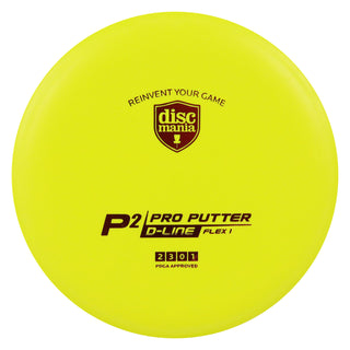 Discmania Disc Golf D-Line Flex 1 P2 Pro Putter 2/3/0/1 Yellow/Red 175 grams