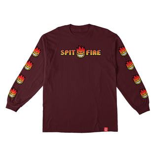 Spitfire Wheels Longsleeve Shirt OG Split Bighead Fade Fill Sleeve Maroon
