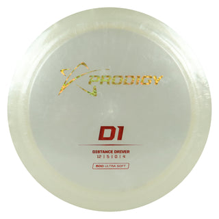 Prodigy Disc Golf 500 Ultra Soft D1 Distance Driver 12/5/0/4 White/Gold Prisms/Red Shimmer 165 grams
