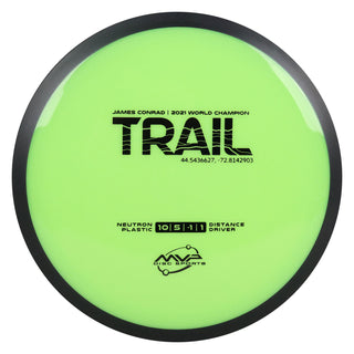 MVP Disc Golf James Conrad Neutron Trail Distance Driver 10/5/-1/1 Neon Green 175 grams