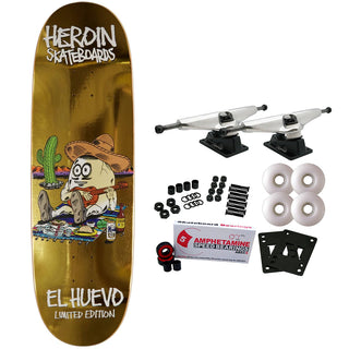 Heroin Skateboard Complete El Huevo Gold Limited Edition Egg 9.4" x 32"