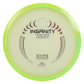 Axiom Disc Golf Eclipse Insanity Distance Driver 9/5/-2/1.5 Glow/Green Yellow 168 grams