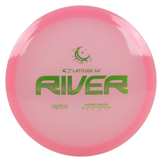 Latitude 64 Disc Golf Opto Moonshine River Fairway Driver 7/7/-1/1 Pink Glow/Olive 175 grams
