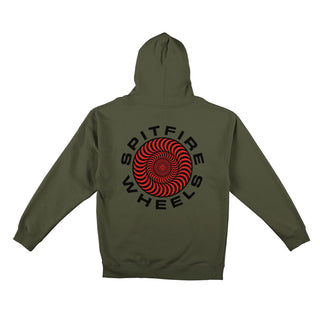 Spitfire Wheels Hoody Classic 87 Swirl Fill Zip Army/Black/Red