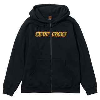 Spitfire Wheels Hoody Flames Script Zip Black