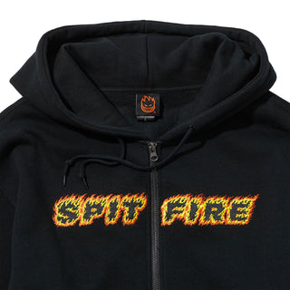 Spitfire Wheels Hoody Flames Script Zip Black