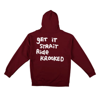 Krooked Skateboards Hoody Strait Eyes Zip Maroon/Black/White