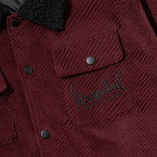 Krooked Skateboards Coat Skript Corduroy Jacket Burgundy