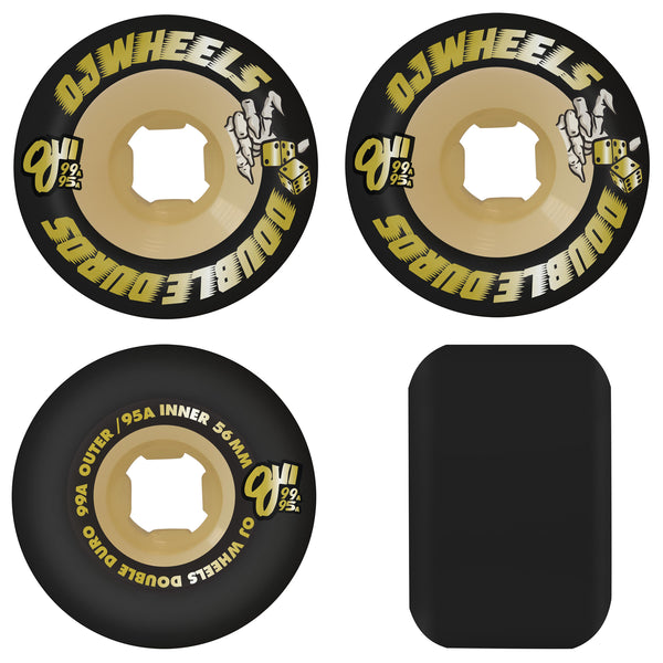OJ Skateboard Wheels 56mm Double Duro Black Gum Chubbies 99A/95A