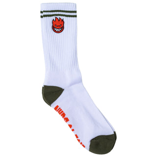 Spitfire Wheels Socks Bighead Fill Embroidered Crew White/Olive/Red