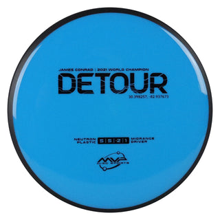MVP Disc Golf James Conrad Signature Neutron Detour Midrange Disc 5/5/-2/1 Blue 166 grams