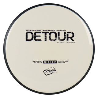 MVP Disc Golf James Conrad Signature Neutron Detour Midrange Disc 5/5/-2/1 White 178 grams