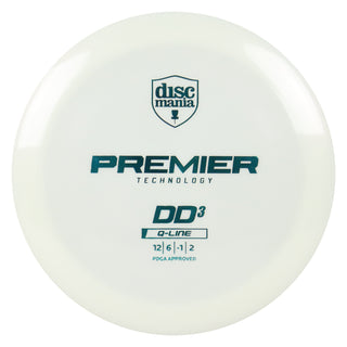 Discmania Disc Golf Premier Q-Line DD3 Distance Driver 12/6/-1/2 White/Turquoise 167 grams
