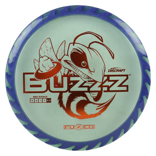 Discraft Disc Golf Fuzed Line Buzzz with Saw Pattern Midrange 5/4-1/1 Blue with Purple Saw/Orange 170-172g