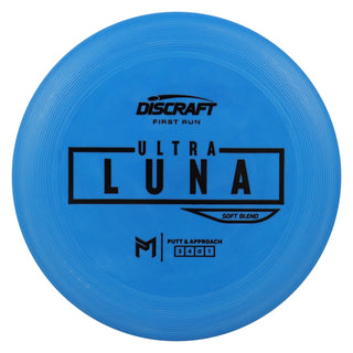 Discraft Disc Golf First Run Putter Line Soft UltraLuna Putt and Approach 3/4/0/1 Blue/Black 175g