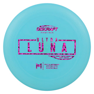 Discraft Disc Golf First Run Putter Line Soft UltraLuna Putt and Approach 3/4/0/1 Teal/Magenta Shatter 171g