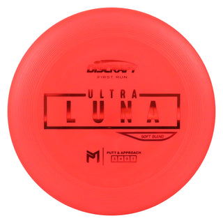 Discraft Disc Golf First Run Putter Line Soft UltraLuna Putt and Approach 3/4/0/1 Red/Red Holo 160g