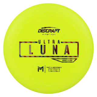Discraft Disc Golf First Run Putter Line Hard UltraLuna Putt and Approach 3/4/0/1 Yellow/USA 169g
