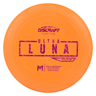 Discraft Disc Golf First Run Putter Line Hard UltraLuna Putt and Approach 3/4/0/1 Orange/Magenta Shatter 169g
