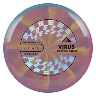 Axiom Disc Golf Cosmic Neutron Virus Distance Driver 9/8/-3.5-1 Red Gold/Blue Pink 172 grams