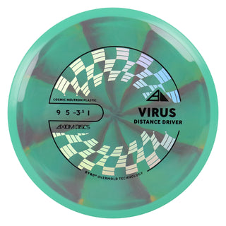 Axiom Disc Golf Cosmic Neutron Virus Distance Driver 9/8/-3.5-1 Teal Maroon/Teal 162 grams