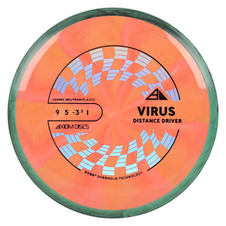 Axiom Disc Golf Cosmic Neutron Virus Distance Driver 9/8/-3.5-1 Peach Mango/Black Teal 168 grams