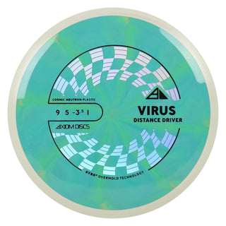 Axiom Disc Golf Cosmic Neutron Virus Distance Driver 9/8/-3.5-1 Teal Yellow/White 168 grams