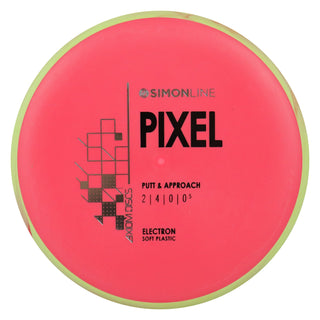 Axiom Disc Golf Simon Line Electron Soft Lizotte Pixel Putter 2/4/0/0.5 Red/Lime Red 174 grams