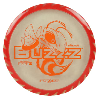 Discraft Disc Golf Fuzed Line Buzzz with Saw Pattern Midrange 5/4-1/1 Clear with Red Saw/Orange 170-172g