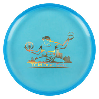 Discraft Cryztal FLX Fierce with TGM Disc Golf Stamp Putt and Approach Blue/Gold Holo 174g