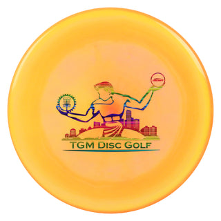 Discraft ESP Zone with TGM Disc Golf Stamp Putt and Approach Peach Mango/Rainbow lines 173g