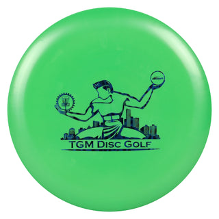 Discraft Big Z Luna with TGM Disc Golf Stamp Putt and Approach Green/Blue Leopard 164-166g