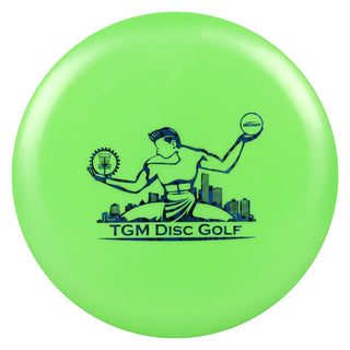 Discraft Big Z Luna with TGM Disc Golf Stamp Putt and Approach Lime/Blue Leopard 164-166g