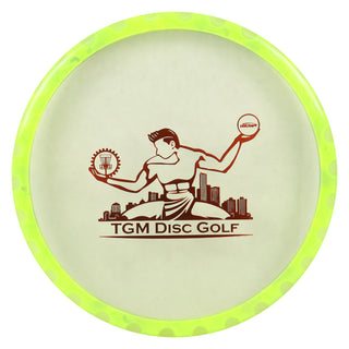 Discraft FuZed Zone with TGM Disc Golf Stamp Putt and Approach Clear with Lime Grey Gear/Orange 173-174g