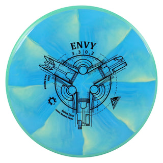 Axiom Disc Golf Cosmic Neutron Envy Putter 3/3/0/2 Blue Yellow/Teal 172 grams