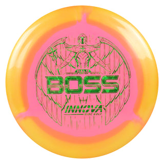 Innova Disc Golf Halo Star Boss Distance Driver 13/5/-1/3 Gold Pink/Green Shatter 155 grams