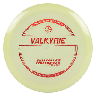 Innova Disc Golf Proto Glow Champion Valkyrie Fairway Driver 9/4/-2/2 Glow/Red Shimmer 171 grams