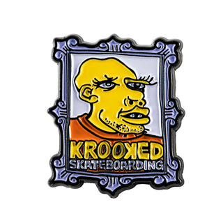 Krooked Skateboard Enamel Lapel Pin Frame Face Purple 1"