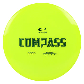 Latitude 64 Disc Golf Opto Compass Midrange 5/5/0/1 Yellow/Green 174 grams