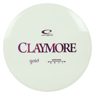 Latitude 64 Disc Golf Gold Claymore Midrange 5/5/-1/1 White/Purple 178 grams