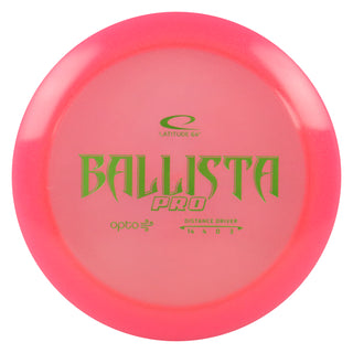 Latitude 64 Disc Golf Opto Air Ballista Pro Distance Driver 14/4/0/3 Pink/Olive 157 grams