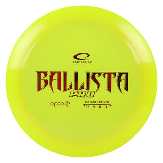 Latitude 64 Disc Golf Opto Air Ballista Pro Distance Driver 14/4/0/3 Yellow/Red 156 grams